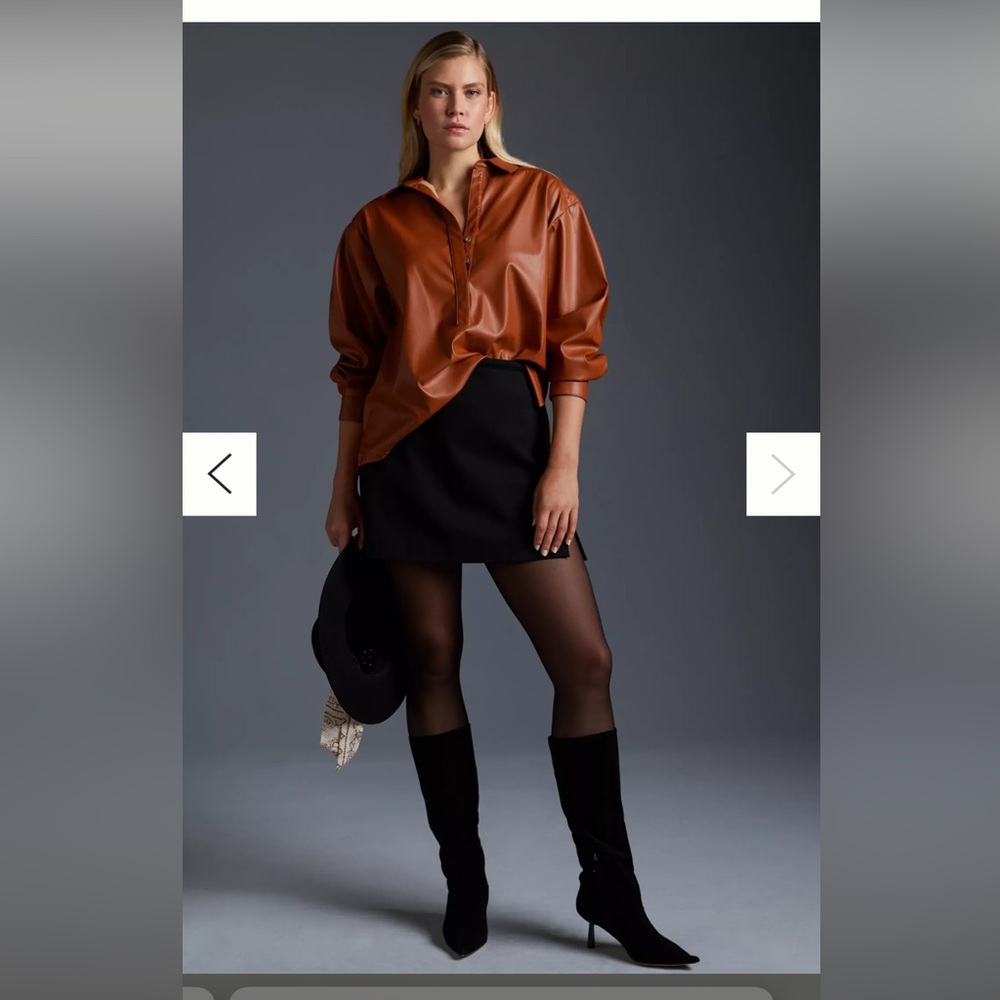 Anthropologie faux leather top